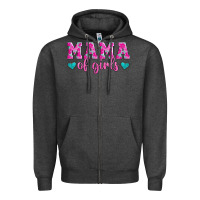 Charcoal Heather mama of girls floral pattern turquoise heart Zipper Hoodie - Jasminsmagicworld