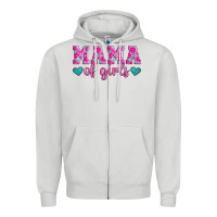 Dove Grey mama of girls floral pattern turquoise heart Zipper Hoodie - Jasminsmagicworld