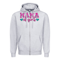 Heather Grey mama of girls floral pattern turquoise heart Zipper Hoodie - Jasminsmagicworld