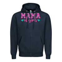 Navy mama of girls floral pattern turquoise heart Zipper Hoodie - Jasminsmagicworld
