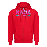 Red mama of girls floral pattern turquoise heart Zipper Hoodie - Jasminsmagicworld