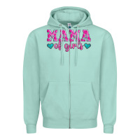 Seafoam mama of girls floral pattern turquoise heart Zipper Hoodie - Jasminsmagicworld