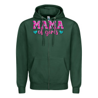 Sports Green mama of girls floral pattern turquoise heart Zipper Hoodie - Jasminsmagicworld