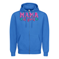 True Royal mama of girls floral pattern turquoise heart Zipper Hoodie - Jasminsmagicworld