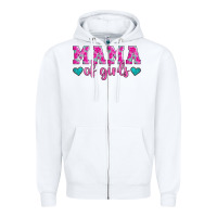 White mama of girls floral pattern turquoise heart Zipper Hoodie - Jasminsmagicworld
