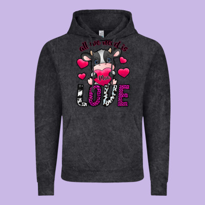 All We Need İs Moo Love Vintage Hoodie Designed By Sublimationcraftshop