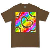 Cacao Pride lgbtq leopard heart balloons pattern Premium Tee - BundleAndBundleShop