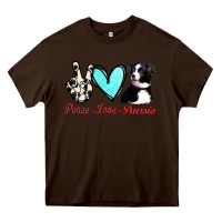 Chocolate Brown Peace Love Aussie Heavy Core Tee - Jasminsmagicworld