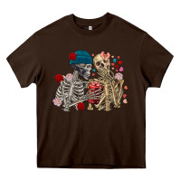 Chocolate Brown Skeleton couple Valentine's Day Heavy Core Tee - FaDigitalArtStudio