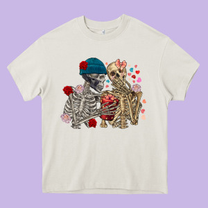 Skeleton Couple Valentine's Day Heavy Core Tee Designed By Fadigitalartstudio