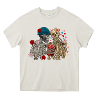 Cream Skeleton couple Valentine's Day Heavy Core Tee - FaDigitalArtStudio