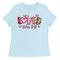 Baby Blue loved john 3 16 Ladies Tee - LillyAllenDesigns
