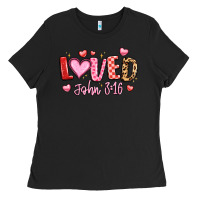 Black loved john 3 16 Ladies Tee - LillyAllenDesigns