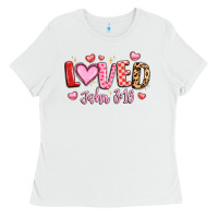 White loved john 3 16 Ladies Tee - LillyAllenDesigns