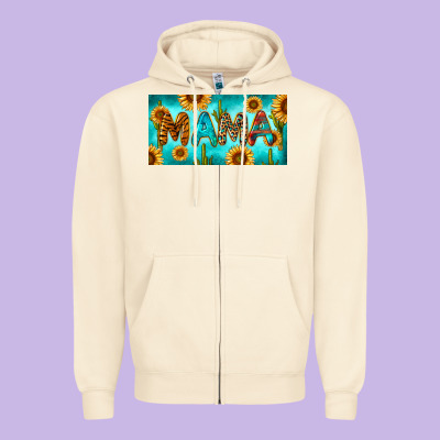 Western Mama With Sunflowers And Cactus Zipper Hoodie Designed By Ranaportraitstore
