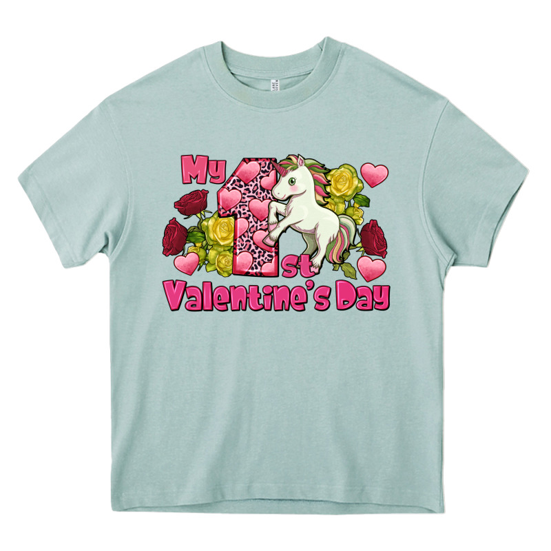 My First Valentine's Day Unicorn Heavy Core Tee by FaDigitalArtStudio | Teevron