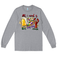 Heather Grey all i need is beer king cake crawfish Long Sleeve Tee - SublimationCraftShop