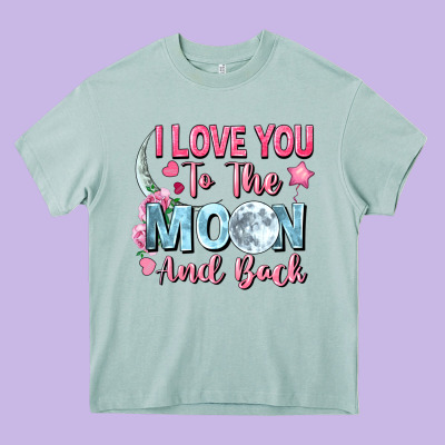 I Love You To The Moon And Back Valentine's Day Heavy Core Tee Designed By Fadigitalartstudio