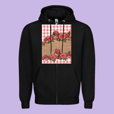 Valentines Day Burlap Background Zipper Hoodie Designed By Jasminsmagicworld