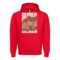 Red valentines day burlap background Zipper Hoodie - Jasminsmagicworld