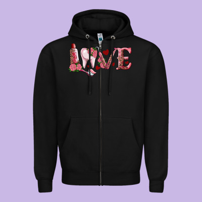 Valentines Day Dental Love Zipper Hoodie Designed By Ranaportraitstore