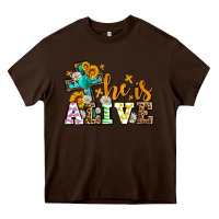 Chocolate Brown Easter Day He is alive with cross Heavy Core Tee - OliviaCreatesArt