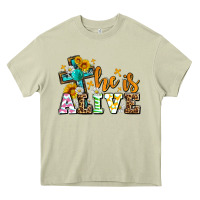 Mossy Easter Day He is alive with cross Heavy Core Tee - OliviaCreatesArt