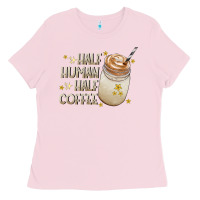 Bubblegum Pink Half Human Half Coffee Ladies Tee - CowhideDigitalArt
