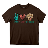 Chocolate Brown Peace Love Toy Poodle Heavy Core Tee - Jasminsmagicworld