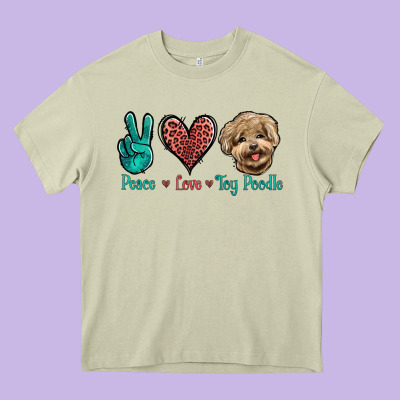 Peace Love Toy Poodle Heavy Core Tee Designed By Jasminsmagicworld