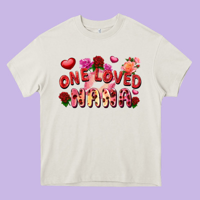 One Loved Nana Valentine's Day Heavy Core Tee Designed By Fadigitalartstudio