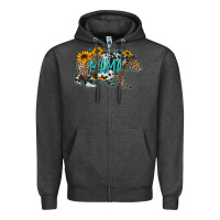 Charcoal Heather mama bear sunflowers leopard cowhide mother's day Zipper Hoodie - Jasminsmagicworld