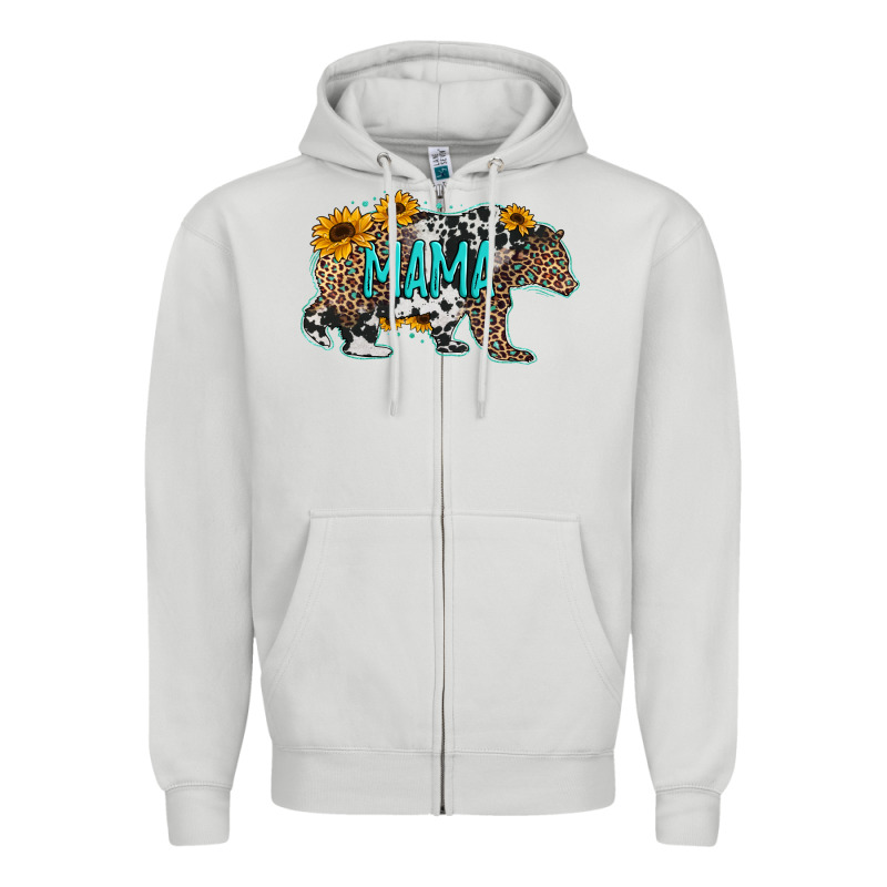 Mama Bear Sunflowers Leopard Cowhide Mother's Day Zipper Hoodie by Jasminsmagicworld | Teevron