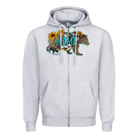 Heather Grey mama bear sunflowers leopard cowhide mother's day Zipper Hoodie - Jasminsmagicworld