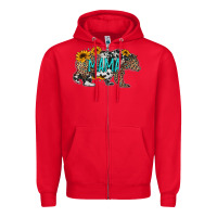 Red mama bear sunflowers leopard cowhide mother's day Zipper Hoodie - Jasminsmagicworld