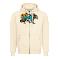 Sandshell mama bear sunflowers leopard cowhide mother's day Zipper Hoodie - Jasminsmagicworld
