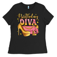 Black birthday diva pink and gold glitter Ladies Tee - LillyAllenDesigns