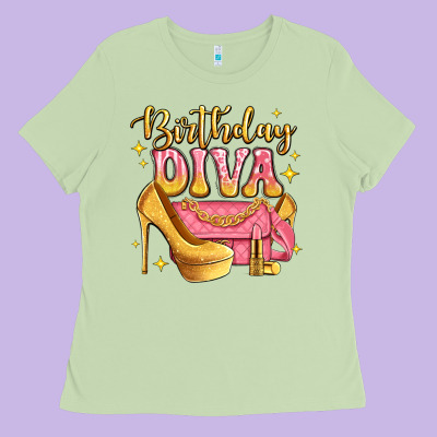 Birthday Diva Pink And Gold Glitter Ladies Tee Designed By Lillyallendesigns
