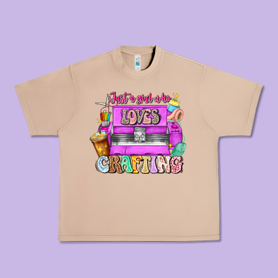 Just A Girl Who Loves Crafting Urban Heavy Tee Designed By Cowhidedigitalart