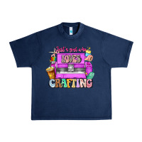 Navy Just A Girl Who Loves Crafting Urban Heavy Tee - CowhideDigitalArt