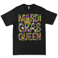 Black Mardi Gras Queen Premium Tee - BundleAndBundleShop