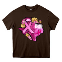 Chocolate Brown Texas Cancer Awareness map Heavy Core Tee - FaDigitalArtStudio