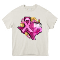 Cream Texas Cancer Awareness map Heavy Core Tee - FaDigitalArtStudio