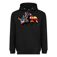 Black american flag bison Heavyweight Hoodie - Jasminsmagicworld