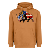 American Flag Bison Heavyweight Hoodie | Teevron