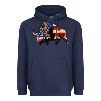 Navy american flag bison Heavyweight Hoodie - Jasminsmagicworld