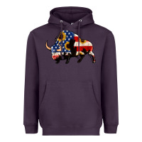 Plum american flag bison Heavyweight Hoodie - Jasminsmagicworld