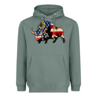 Sage american flag bison Heavyweight Hoodie - Jasminsmagicworld