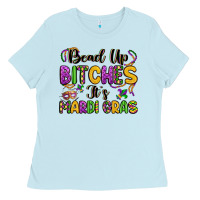 Baby Blue bead up bitches it s mardi gras Ladies Tee - LillyAllenDesigns
