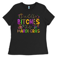 Black bead up bitches it s mardi gras Ladies Tee - LillyAllenDesigns